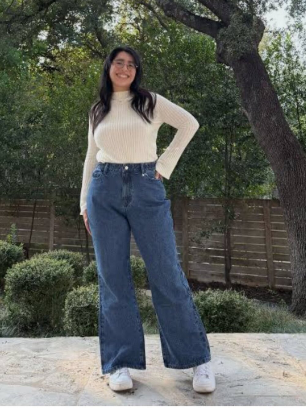 Shiny by Nature Plus Size Denim Jeans Wide Straight Leg Sz L High Rise 34" Waist